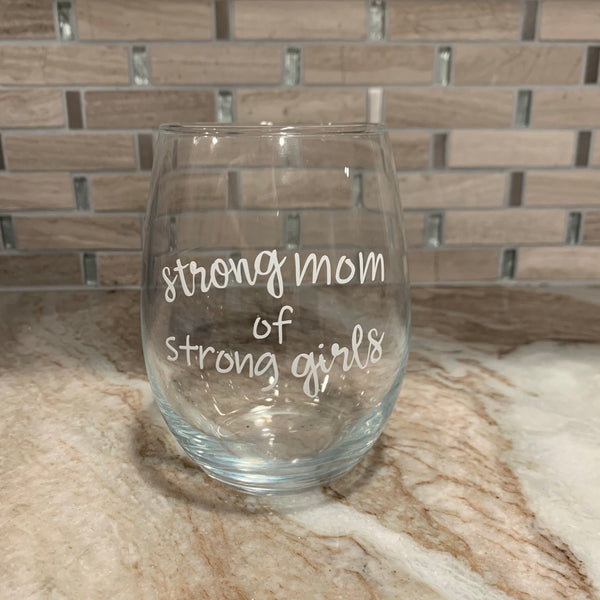Girl Mom Wine Glass